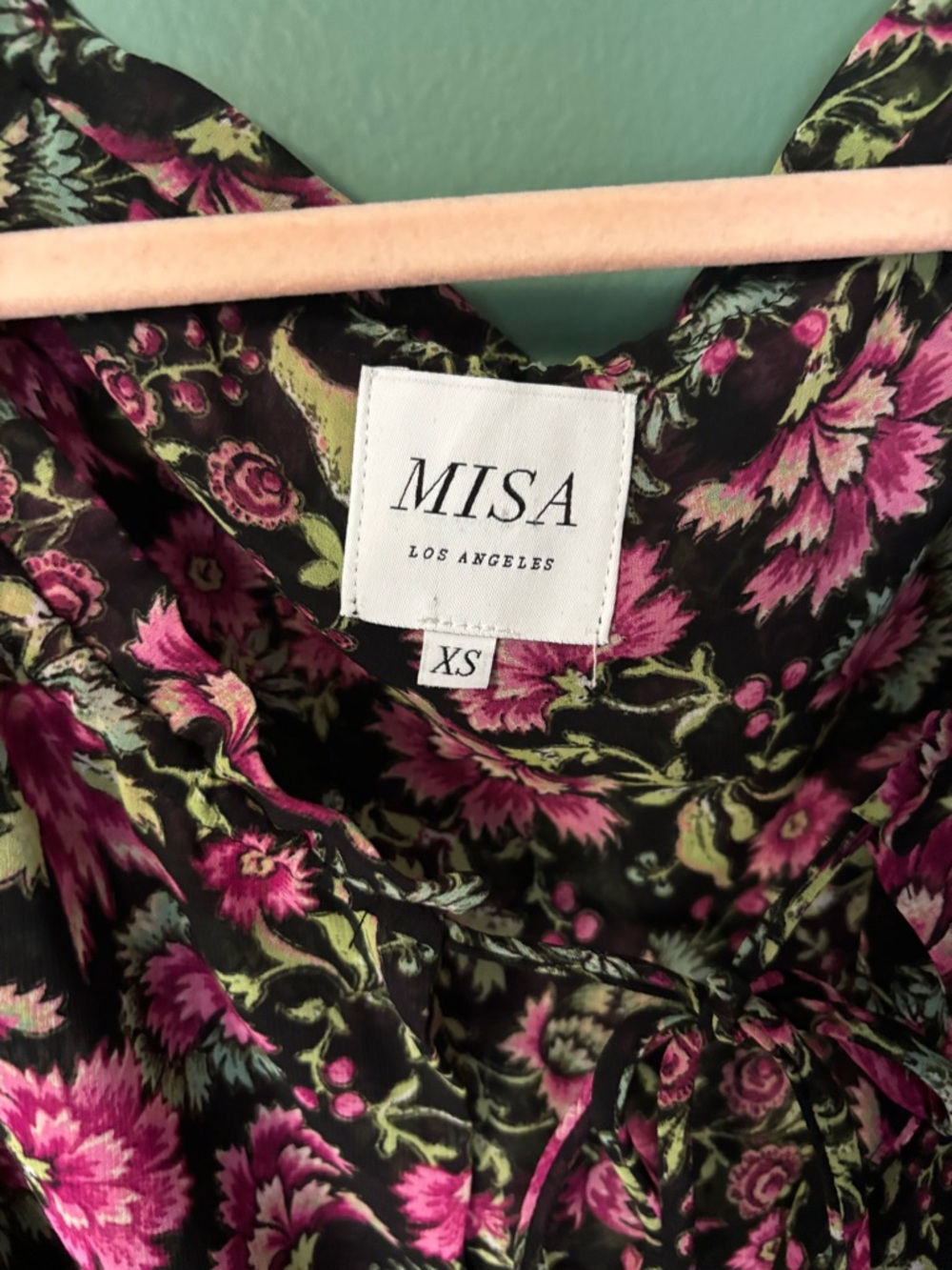 Misa Los Angeles Black Mini Dress with Pink Floral Print - Picture 6 of 6